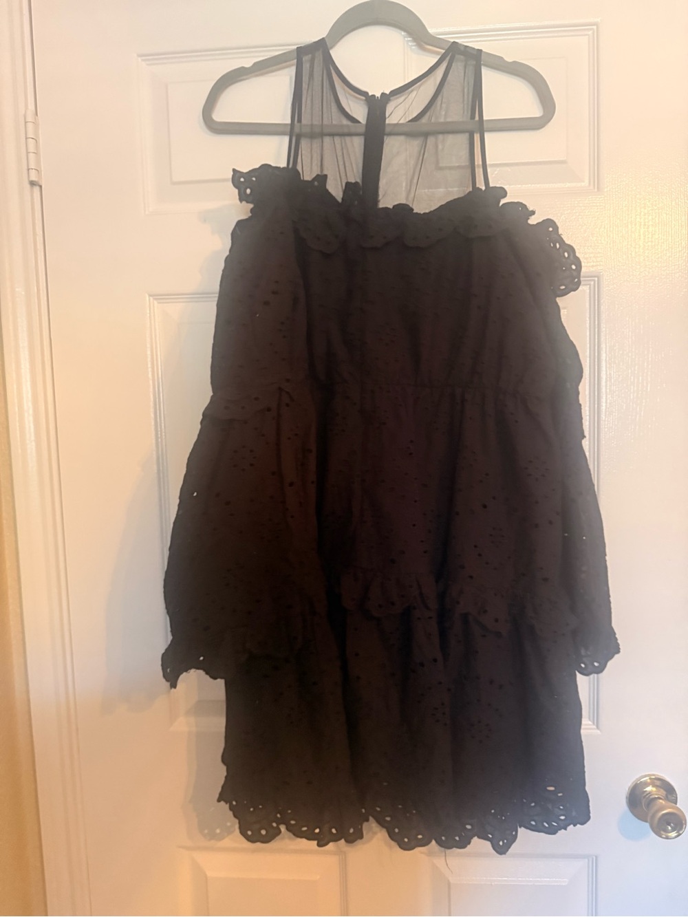 Women’s 2X Black Eyelet Ruffle Dress